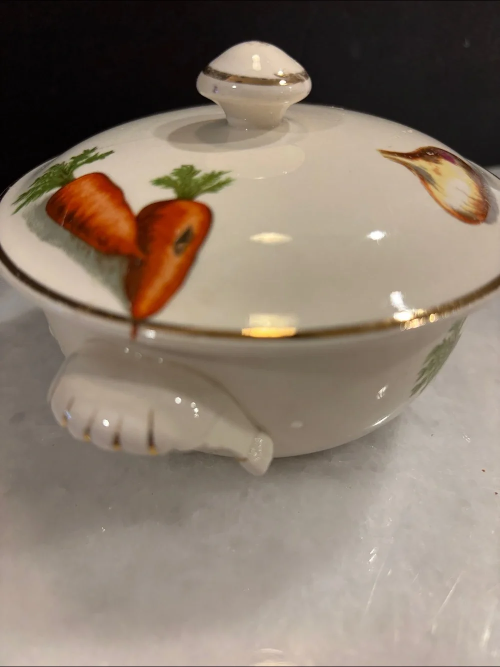 Vtg Oven-To-Table Ware 22kt Gold Japan 🍄‍🟫🫜🥕🍅🧅🫛